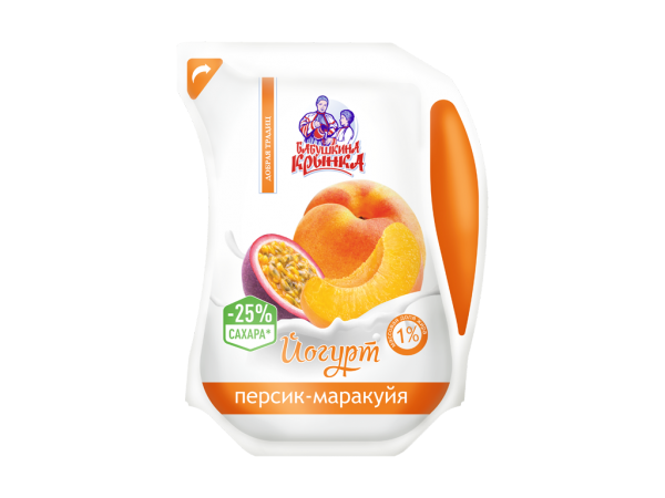 Йогурт питьевой «Бабушкина крынка» персик, маракуйя, 1%, 800 мл