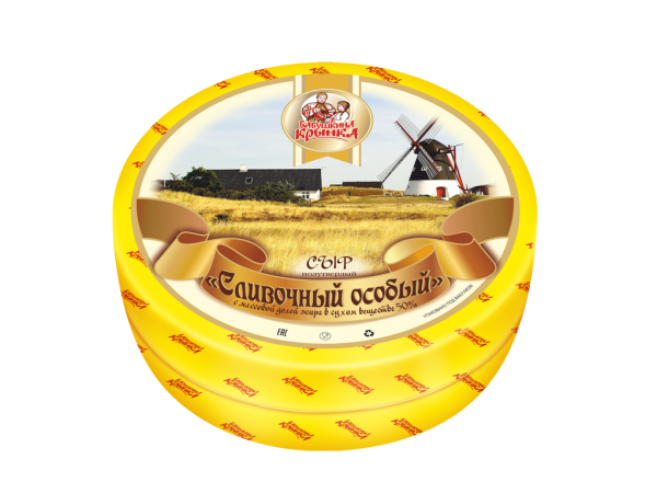 Сыр “Сливочный особый”, «Бабушкина крынка» 50%, 8,4 кг