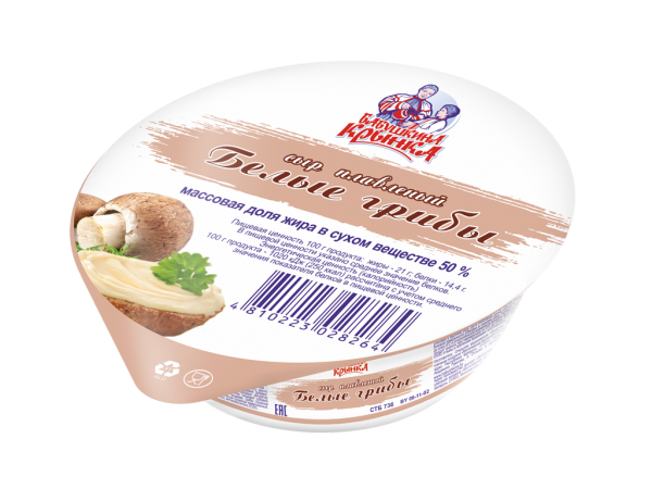 Сыр плавленый, белые грибы, «Бабушкина крынка» 50 % 140 г
