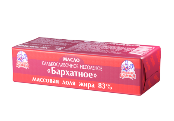 Масло сладкосливочное несоленое "Бархатное", жирность – 83 %