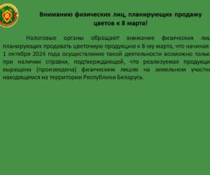 Вниманию физических лиц, планирующих продажу цветов к 8 март!