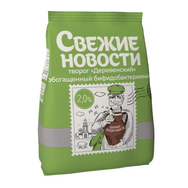 Творог «Деревенский» обогащенный бифидобактериями м.д.ж. 2%, 350 г ТЗ «Бабушкина крынка»