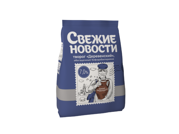 Творог «Деревенский» обогащенный бифидобактериями м.д.ж. 7%, 350 г ТЗ «Свежие новости»